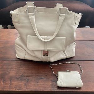 EILEEN WEST SMOOTH PEBBLE LEATHER TOTE TRAVEL BAG